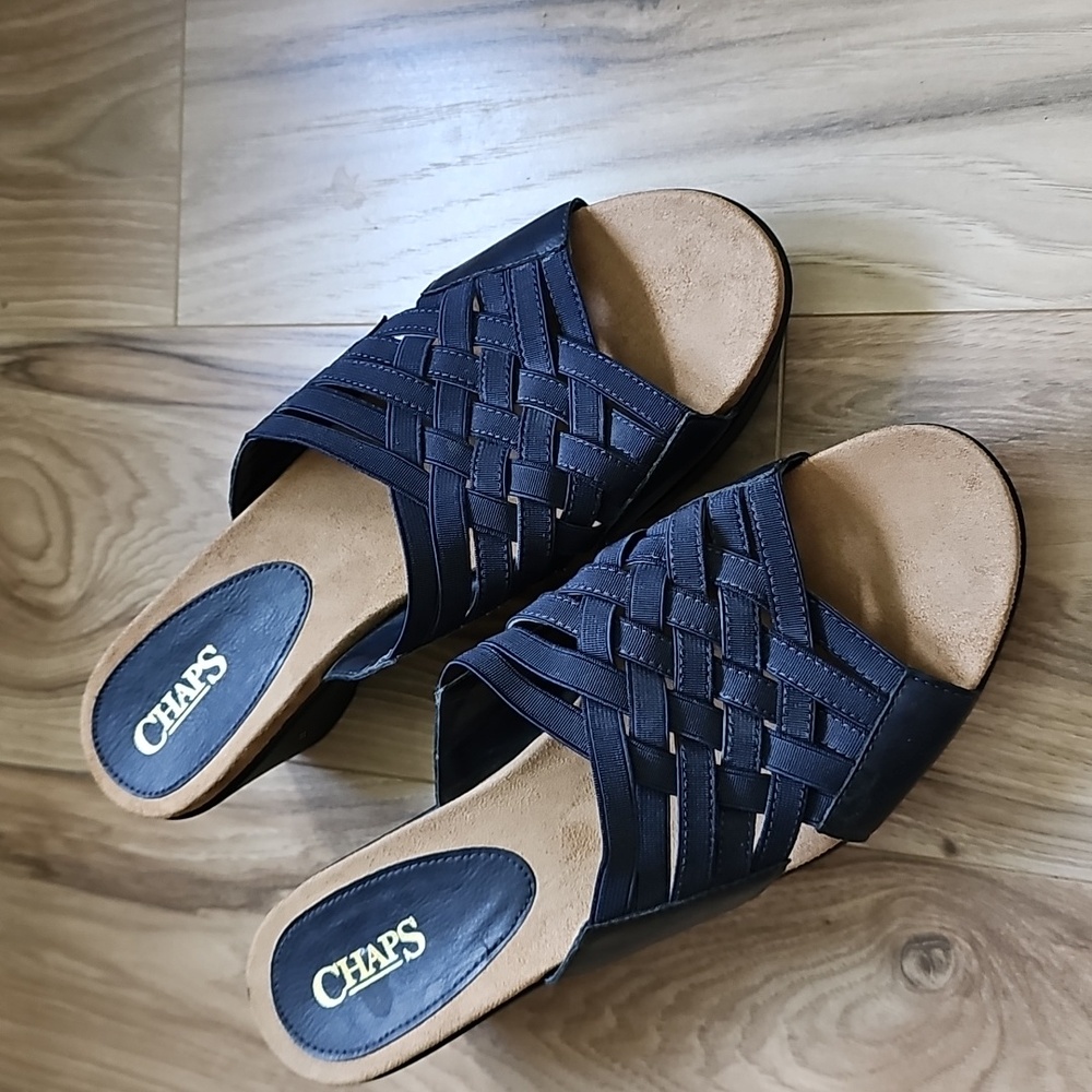 Chaps Dark Navy Blue Women Mule Sandals  Size 10 B  with a  2.5" Heel